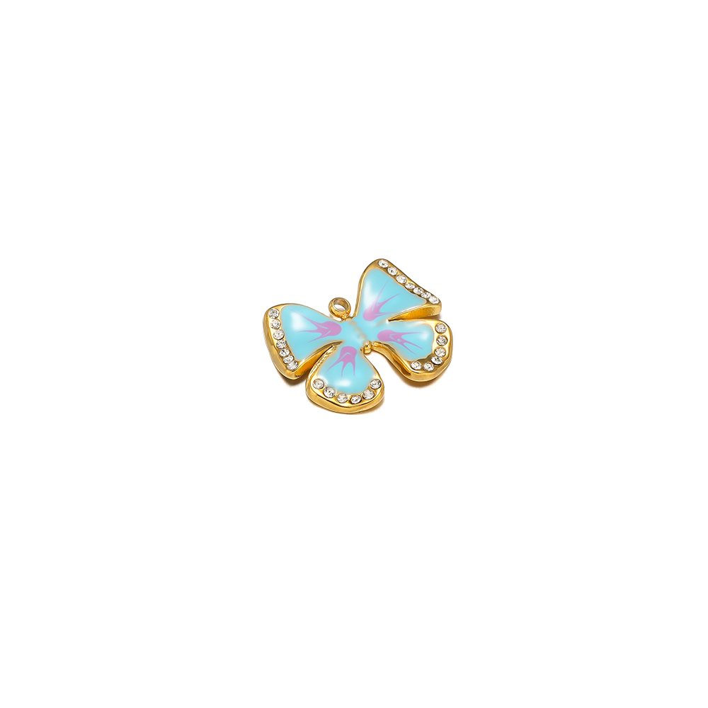 Butterfly Pendant Necklace - 5Pcs Enamel Butterfly Charms Stainless Steel