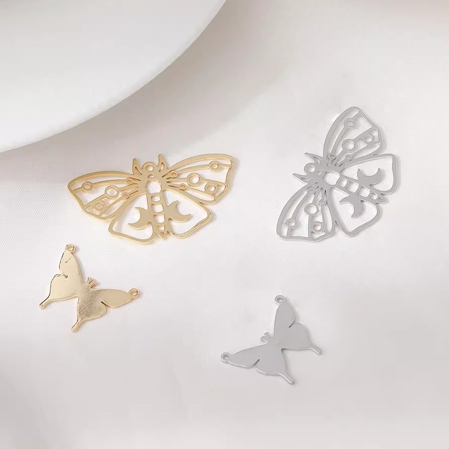 Butterfly Pendant Necklace - 6PCS 14K Gold Plated Sheet Smooth