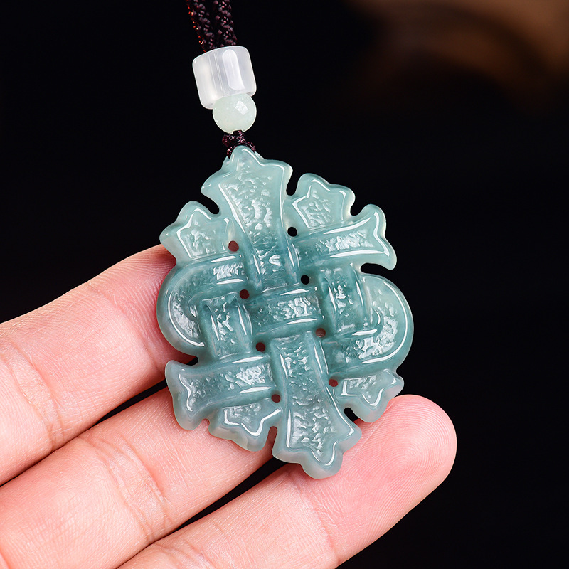 Jewelry & Watches Sp Zo O - Natural Burmese Jadeite Chinese Knot Pendant