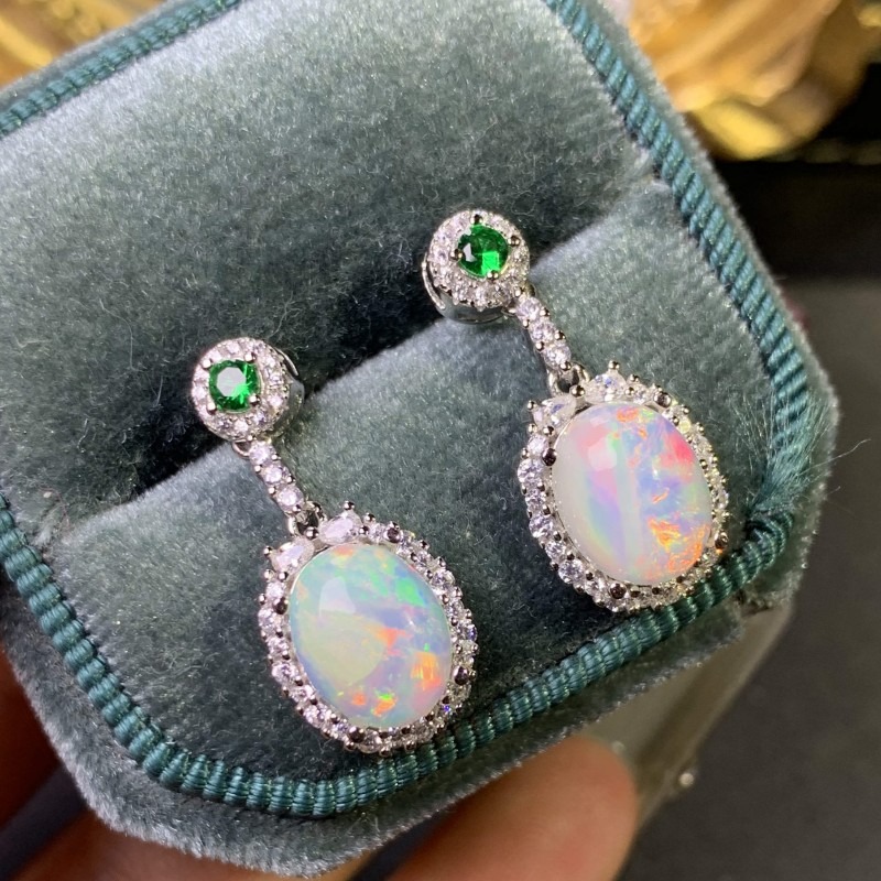 925 Sterling Silver Opal Earri - Opal Earrings Dangle ulasan dan harga
