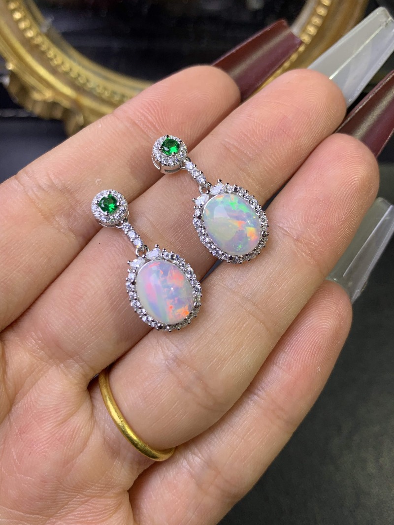925 Sterling Silver Opal Earri - Opal Earrings Dangle ulasan dan harga