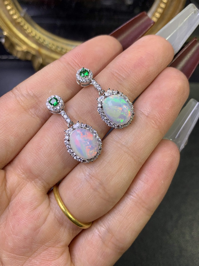 925 Sterling Silver Opal Earri - Opal Earrings Dangle ulasan dan harga
