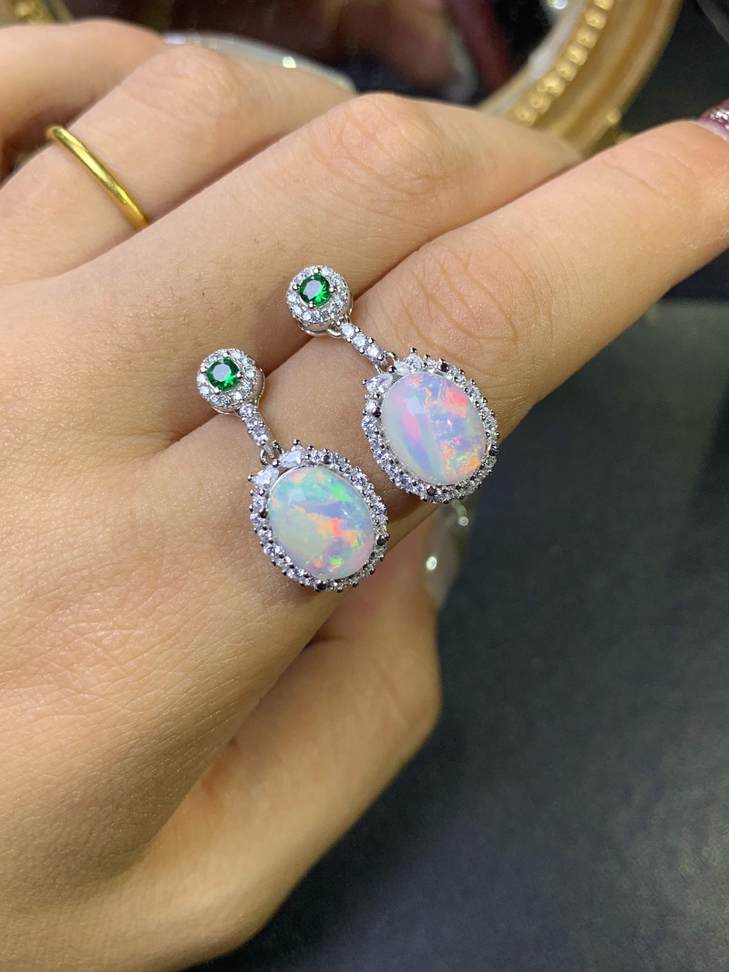 925 Sterling Silver Opal Earri - Opal Earrings Dangle ulasan dan harga