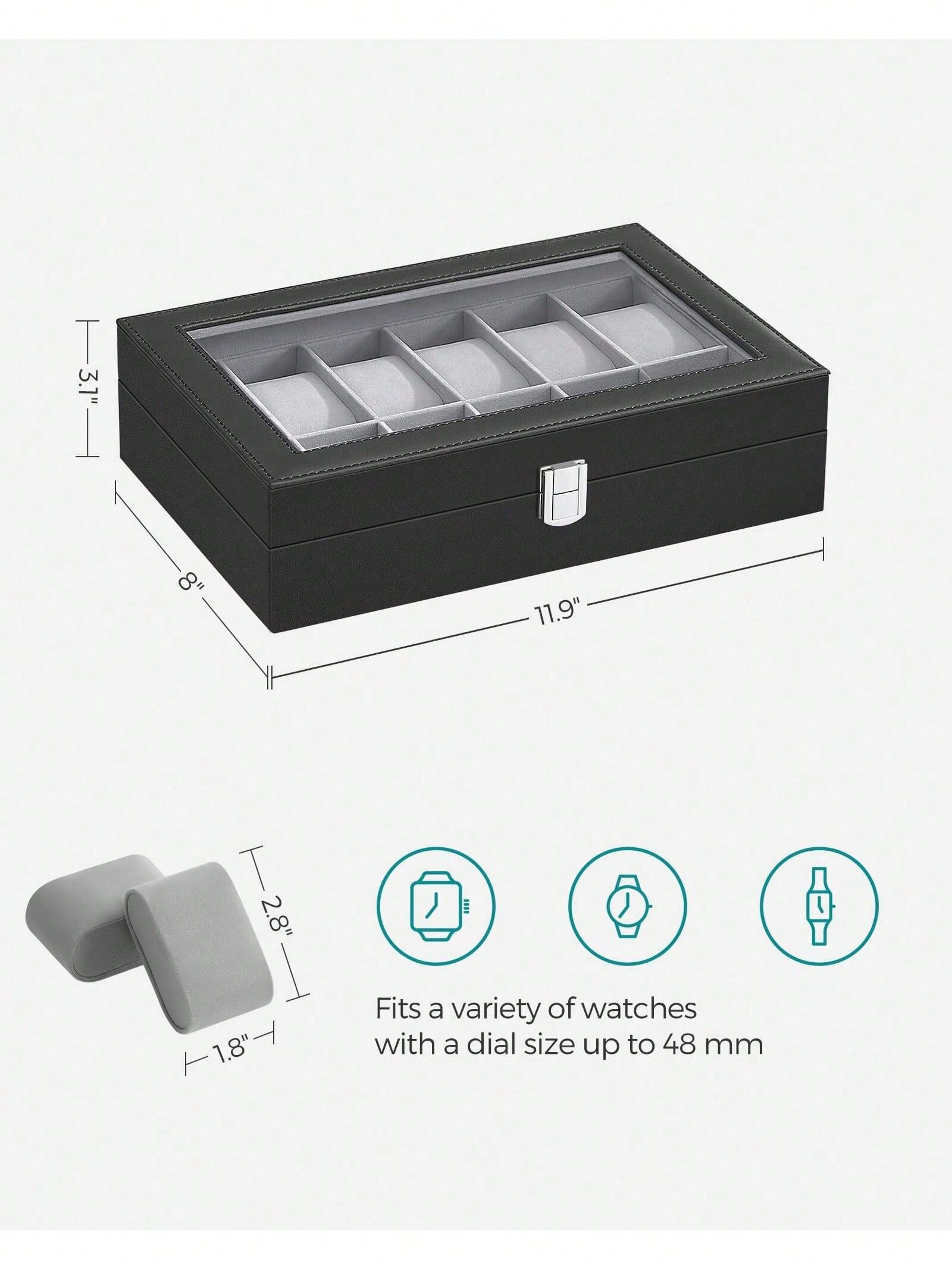 12-Slot Lockable Watch Box wit - Jewelry Box Organizer Watches ulasan dan harga