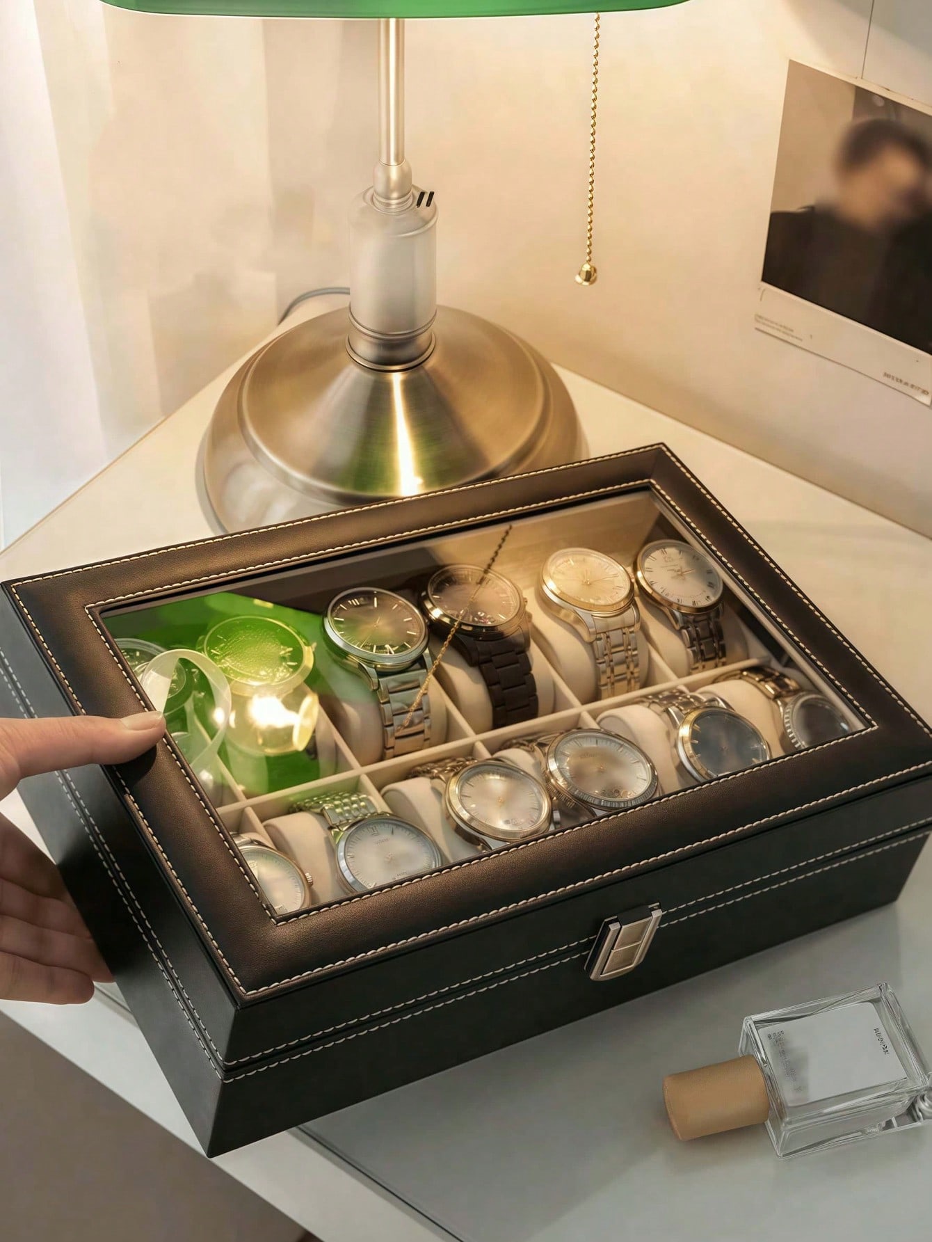Leather Watch Box with Lock, L - Jewelry Box Organizer Watches ulasan dan harga