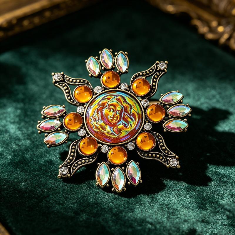 1Pcs Unisex Rhinestone Sun Flo - Vintage Brooch Pin ulasan dan harga