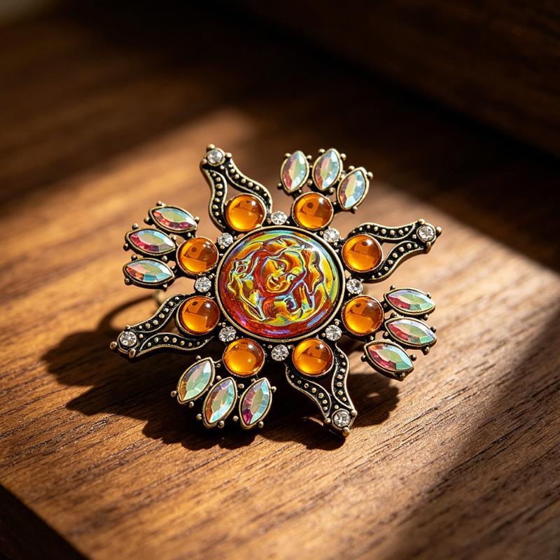 1Pcs Unisex Rhinestone Sun Flo - Vintage Brooch Pin ulasan dan harga