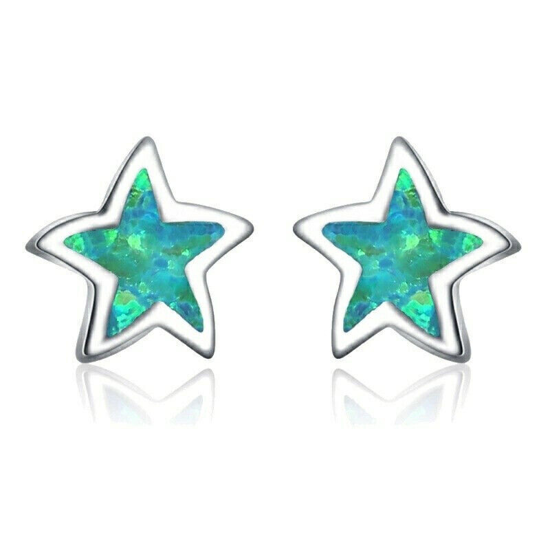 1 Pair Green/blue/white Pentag - Opal Earrings Dangle ulasan dan harga
