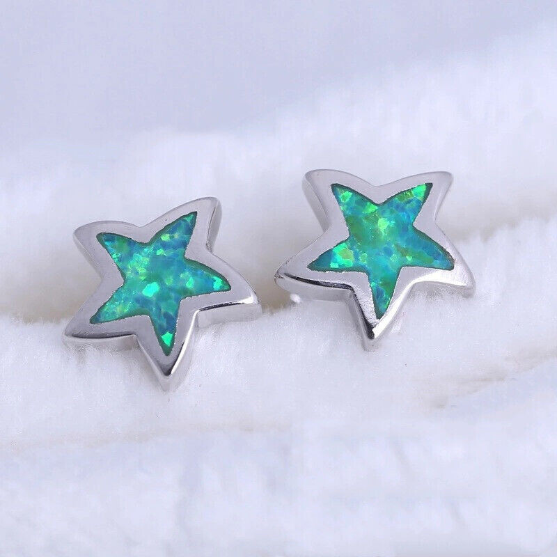 1 Pair Green/blue/white Pentag - Opal Earrings Dangle ulasan dan harga