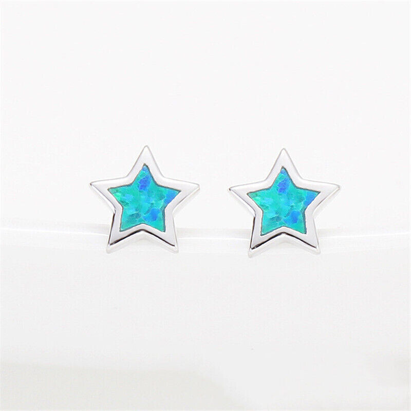 1 Pair Green/blue/white Pentag - Opal Earrings Dangle ulasan dan harga