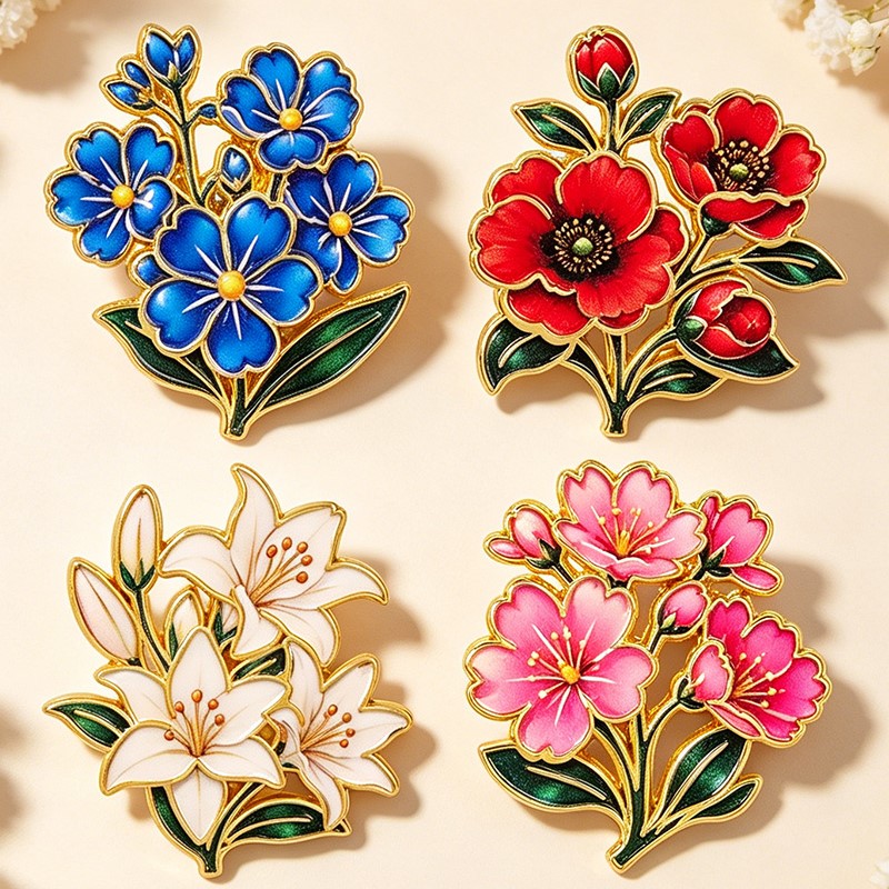 Cute Vintage Colorful Floral E - Vintage Brooch Pin ulasan dan harga