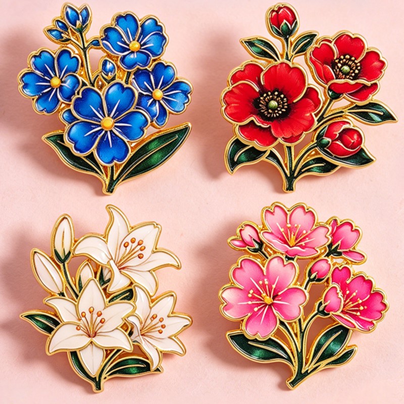 Cute Vintage Colorful Floral E - Vintage Brooch Pin ulasan dan harga