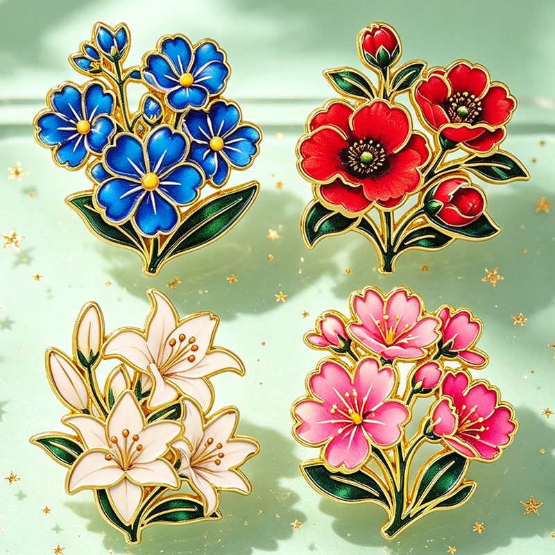 Cute Vintage Colorful Floral E - Vintage Brooch Pin ulasan dan harga