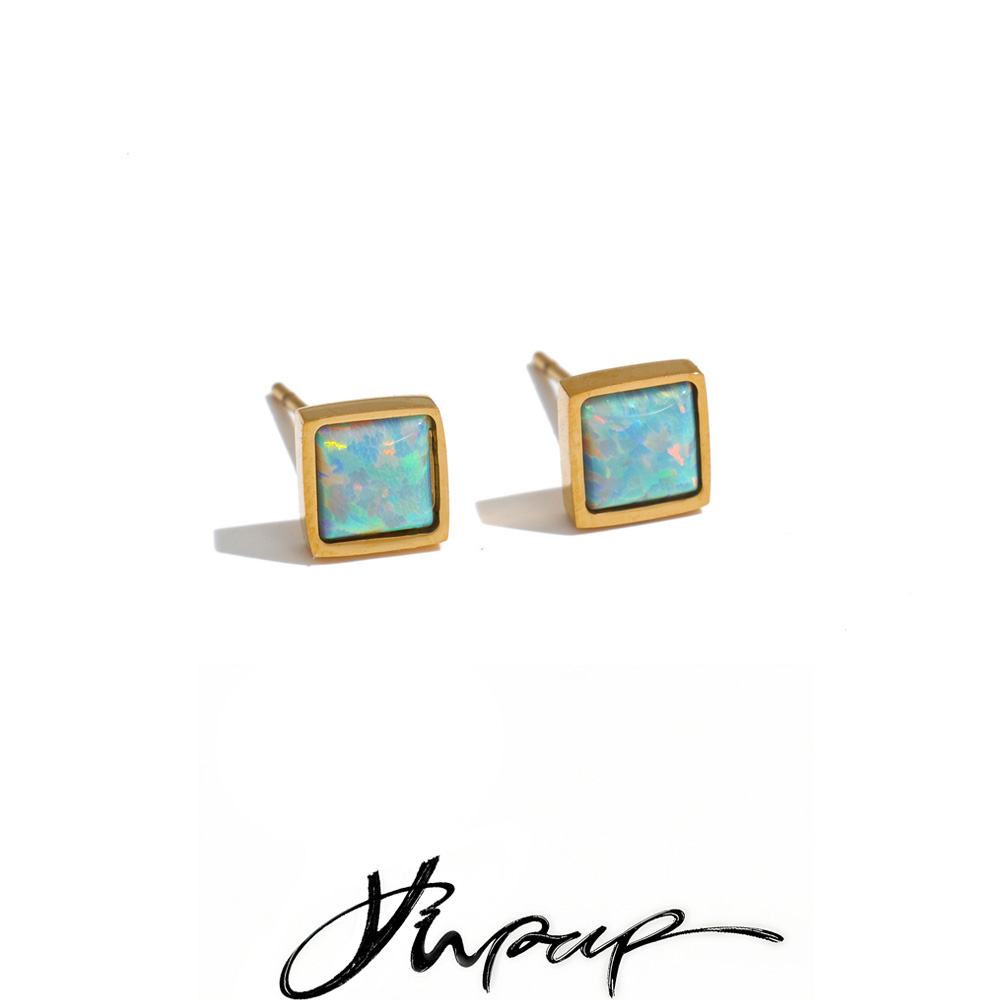 Yhpup 2026 Stainless Steel Squ - Opal Earrings Dangle ulasan dan harga