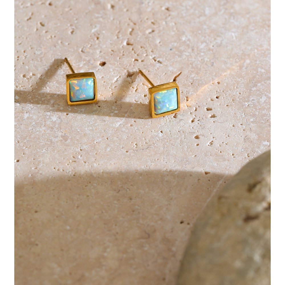 Yhpup 2026 Stainless Steel Squ - Opal Earrings Dangle ulasan dan harga
