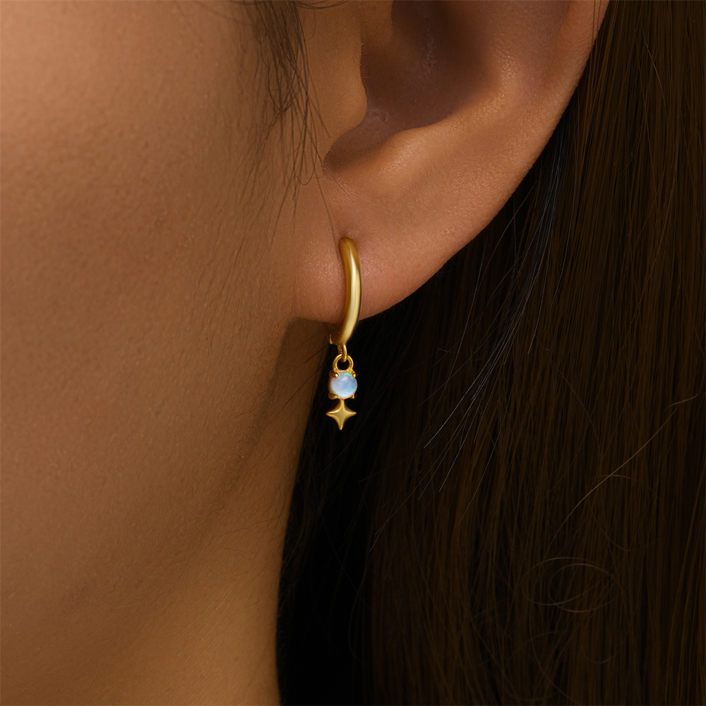 ROXI White Opal Drop Hoop Earr - Opal Earrings Dangle ulasan dan harga